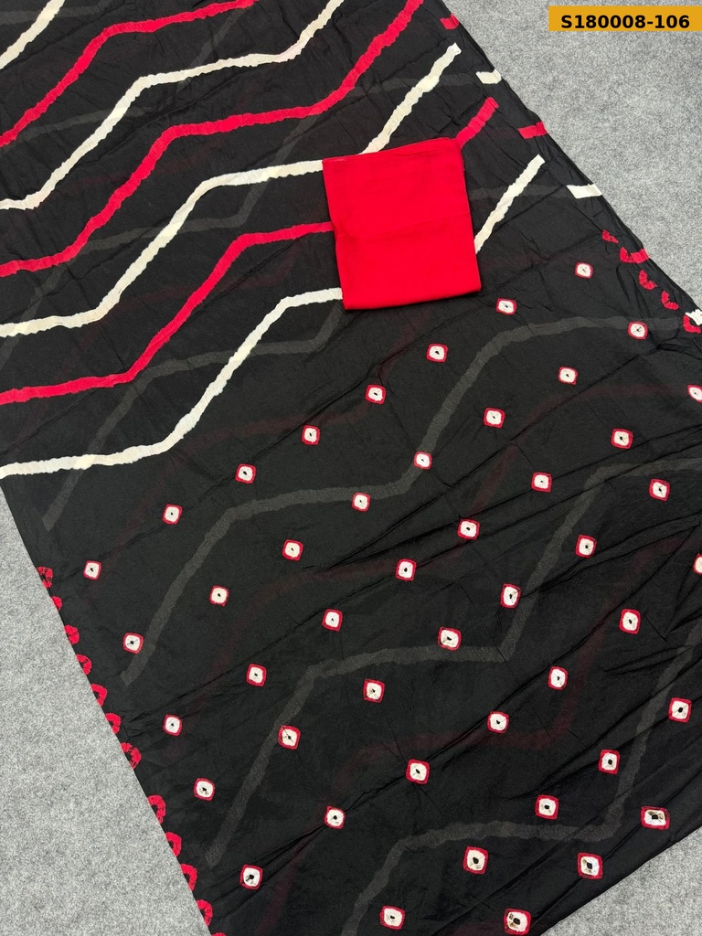 Fancy Chinnon Hand Bandhej Saree