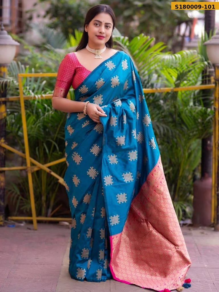 [S180009-101] Fancy Soft Silk Woven Saree (S180009-101)