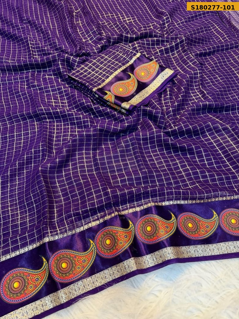 Fancy Viscose Georgette Checks Saree