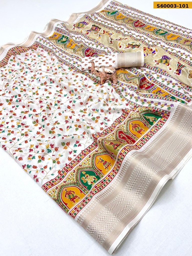 [S60003-101] Fancy Dola Silk Kashmiri Printed Saree (S60003-101)