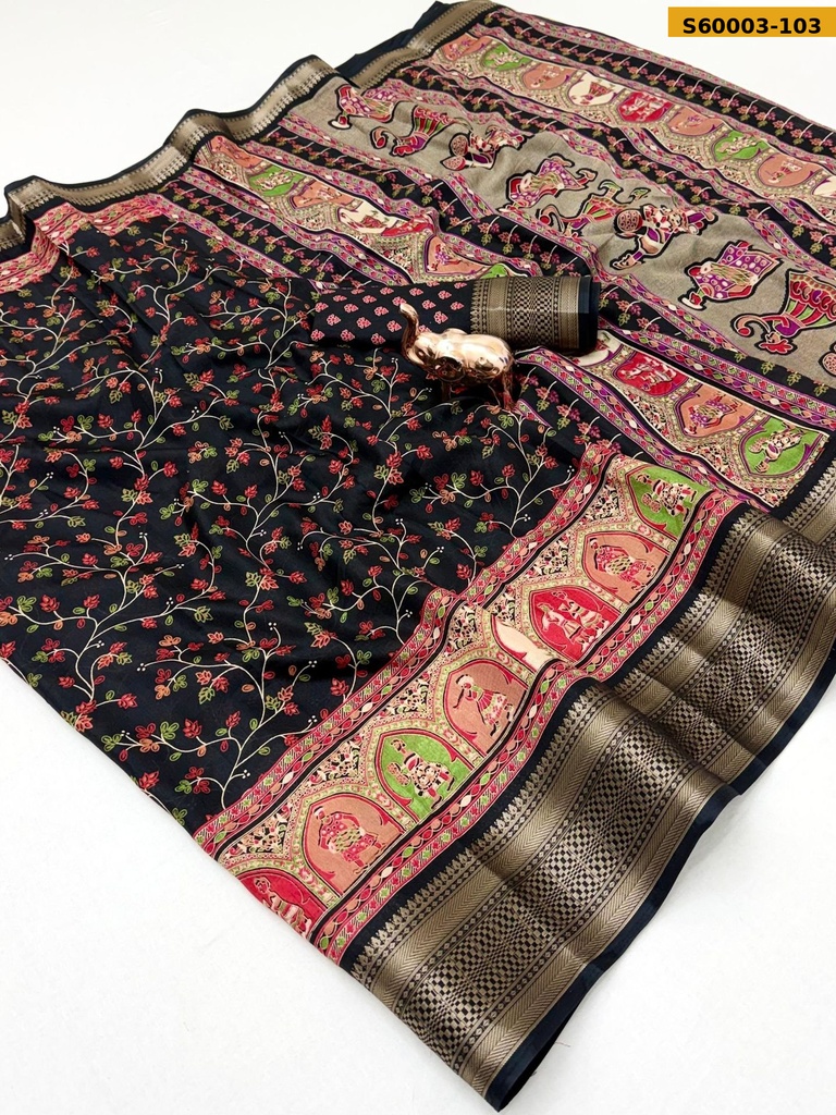 Fancy Dola Silk Kashmiri Printed Saree