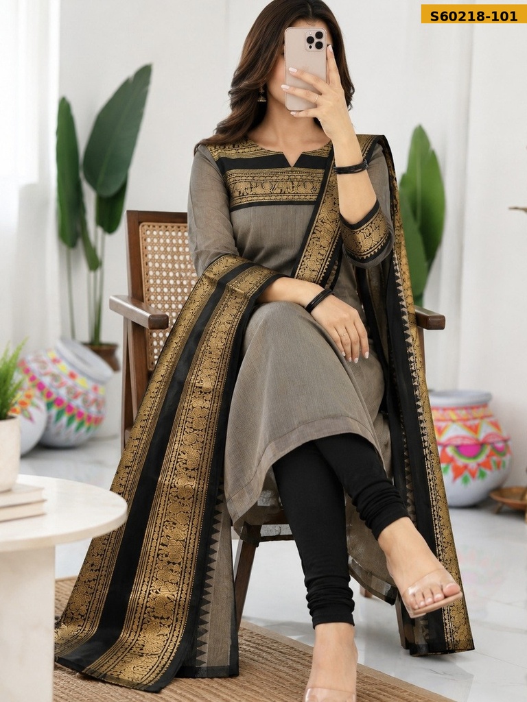 Fancy Kanchi Cotton Kurti WIth Dupatta