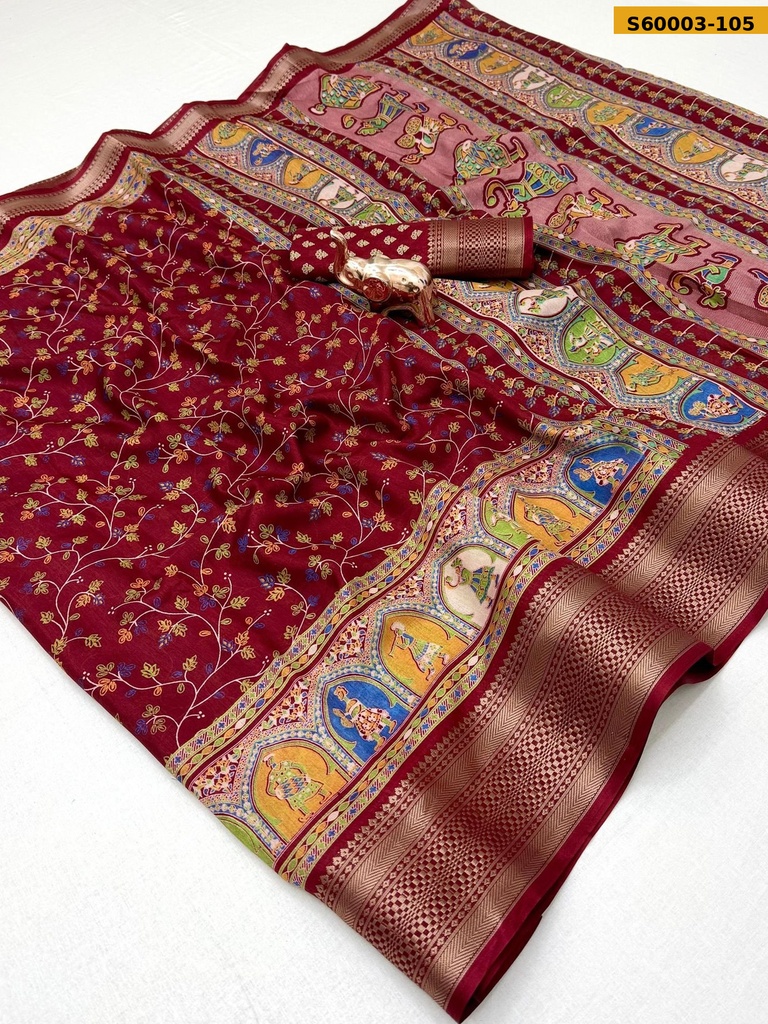 Fancy Dola Silk Kashmiri Printed Saree