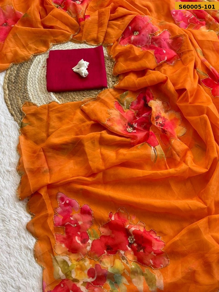 [S60005-101] Fancy Georgette Handwork Saree (S60005-101)