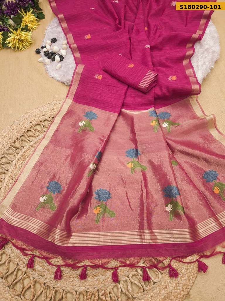 Fancy Soft Linen Silk Saree