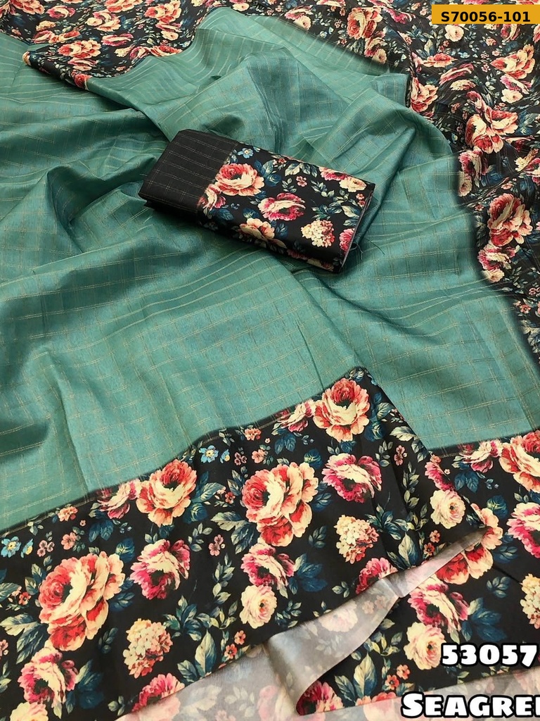 Fancy Soft Silk Checks Weaving Saree