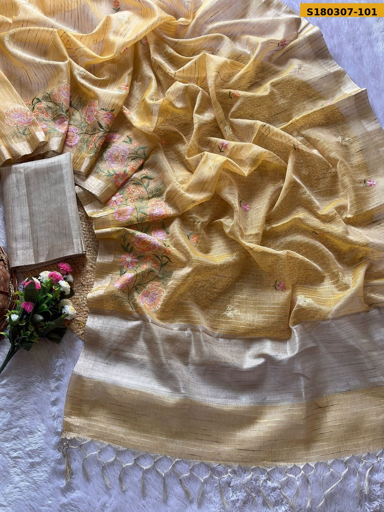 Fancy Soft Tusser Silk Saree