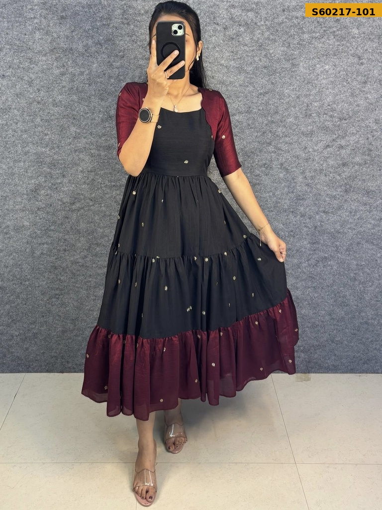 Fancy Blooming Vichitra Silk Maxi