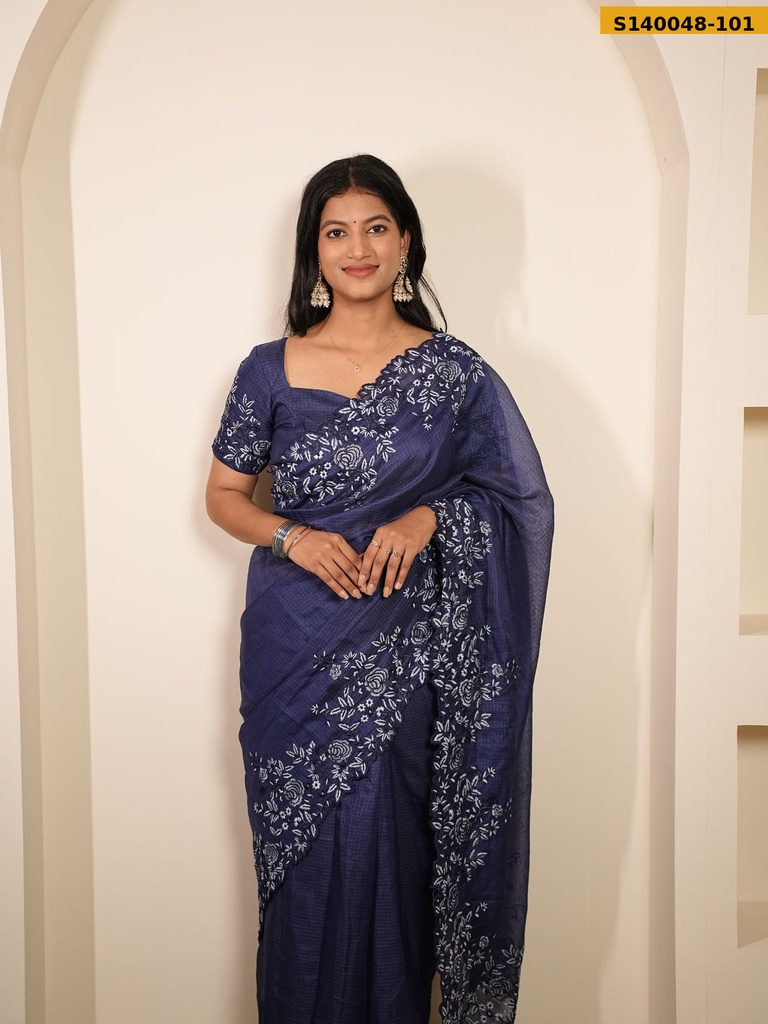 Kota Doriya Thread Work Saree with stitched blouse
