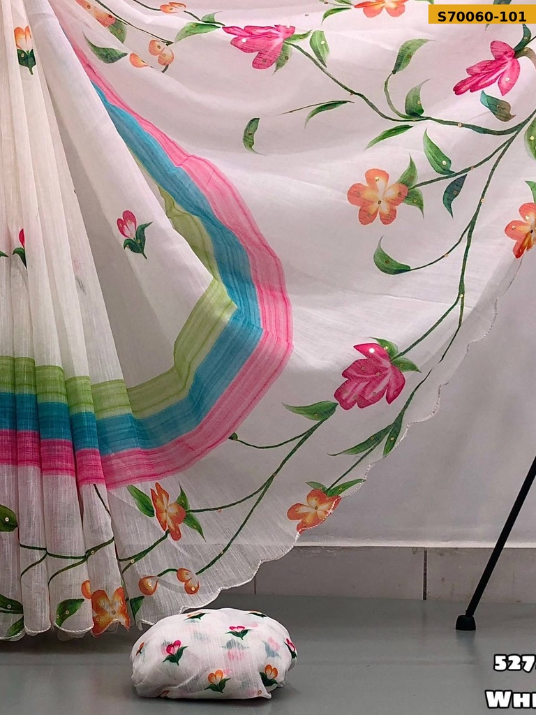 Fancy Soft Linen Printed Saree