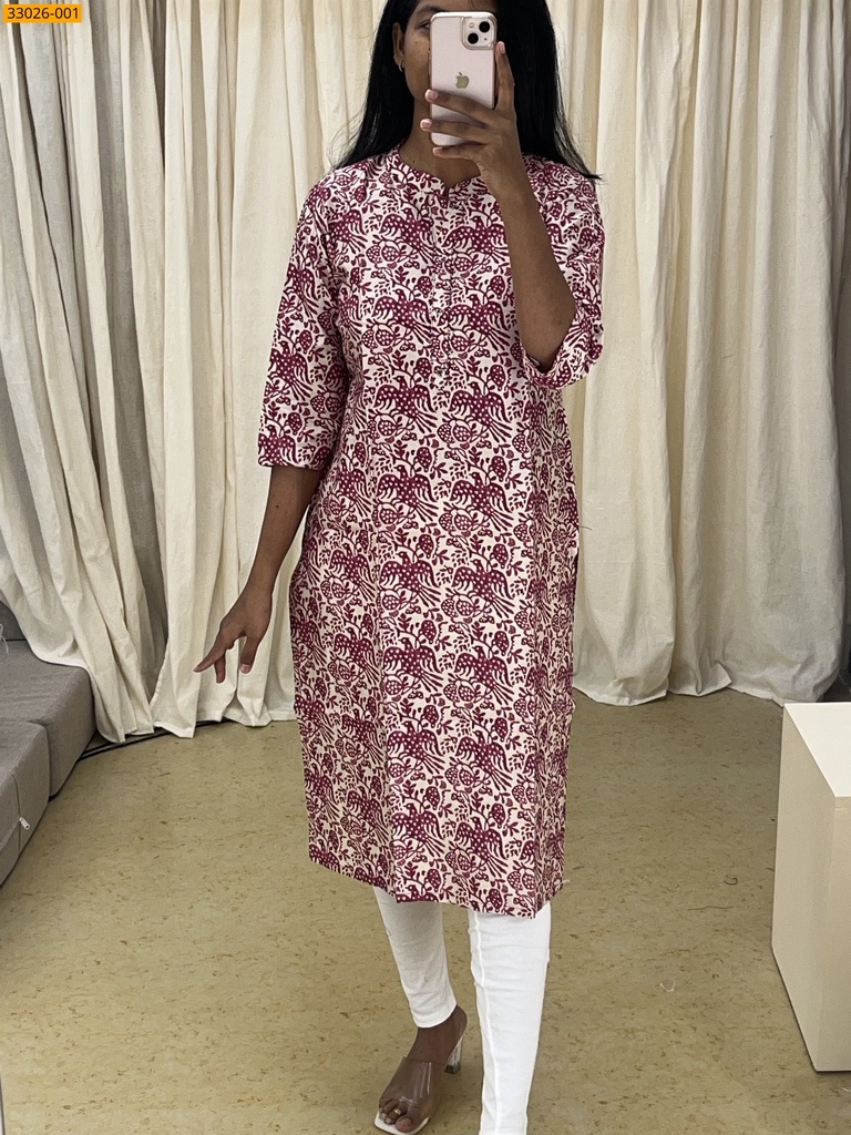 [33026-001-M] Matty Lux Silk Printed Kurti