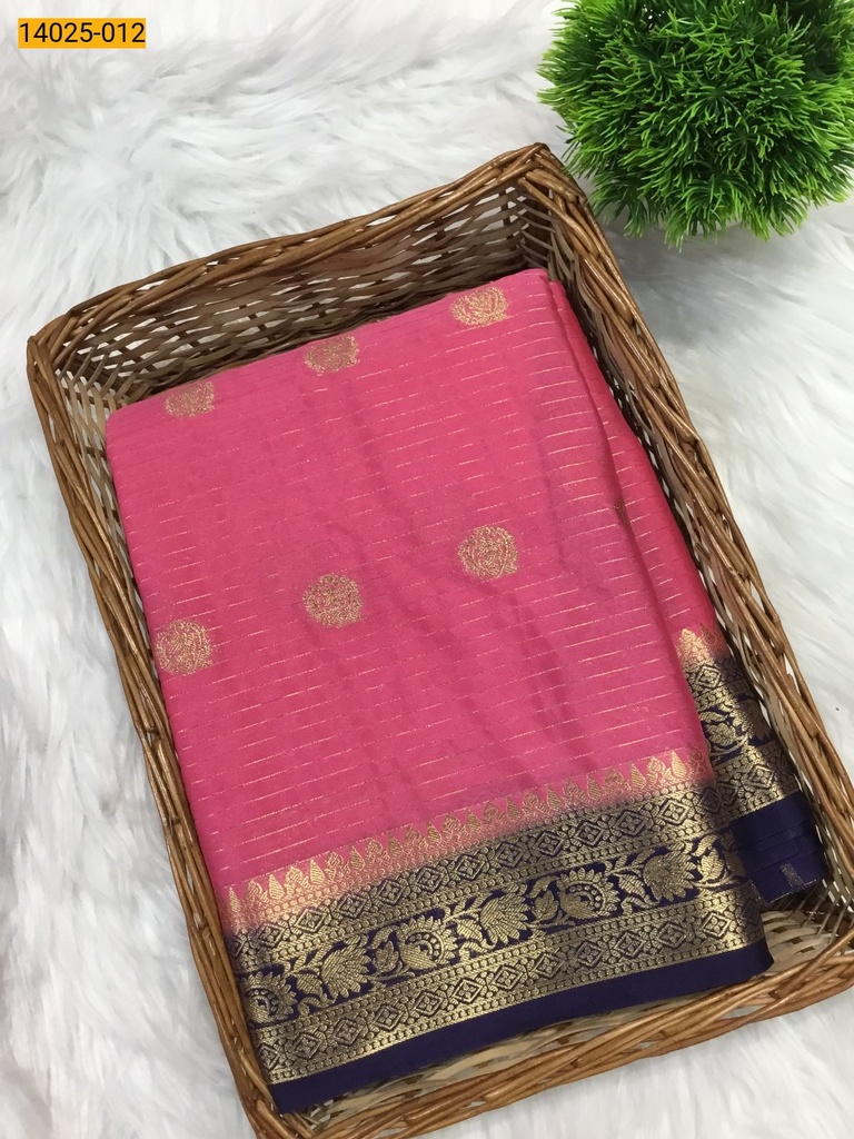 Mysore Crepe Silk Checked Butta Saree