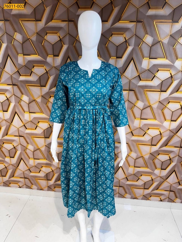 [76011-002-XL] Printed Feeding Mulmul Cotton Kurti (XL, 76011-002)
