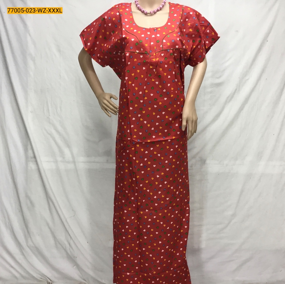 [77005-023-XL] Pleated Cotton Printed Nighty-XXXL (XL, 77005-023)