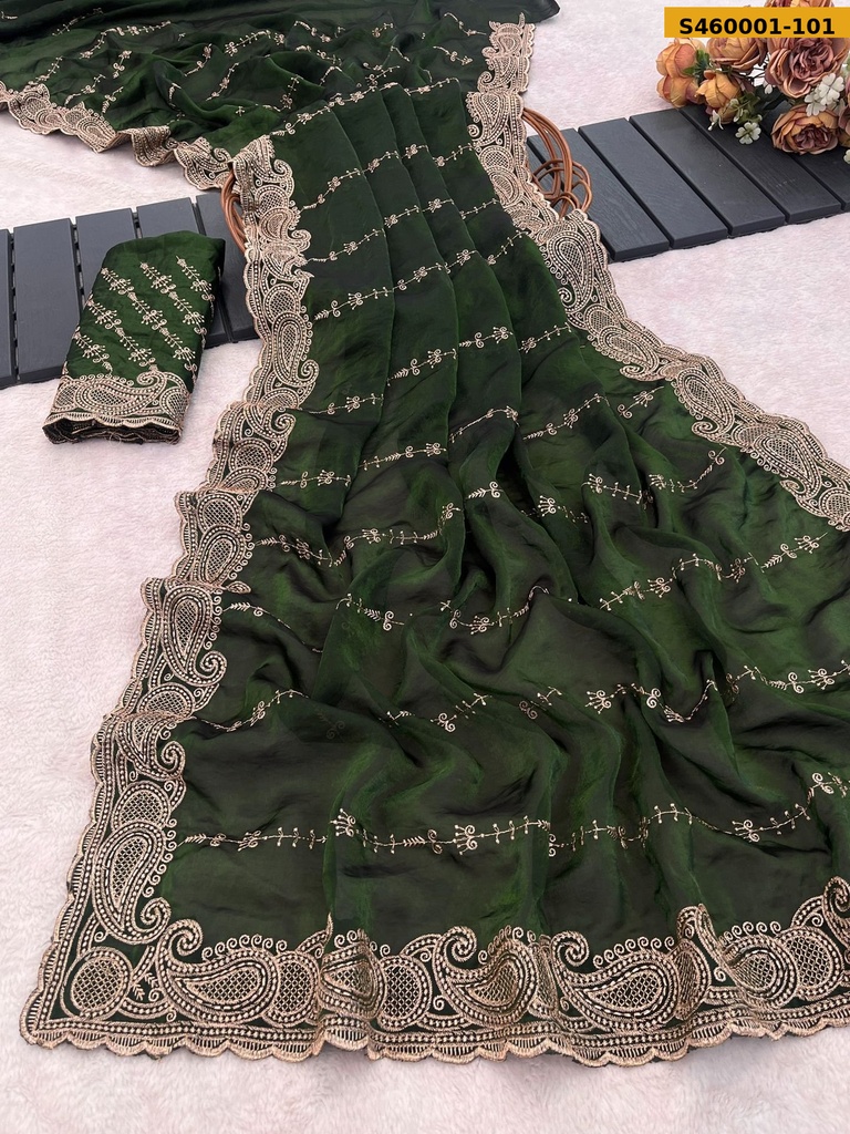 [S460001-101] Fancy NC Satin Embroidery Saree (S460001-101)