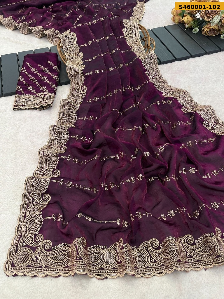 Fancy NC Satin Embroidery Saree