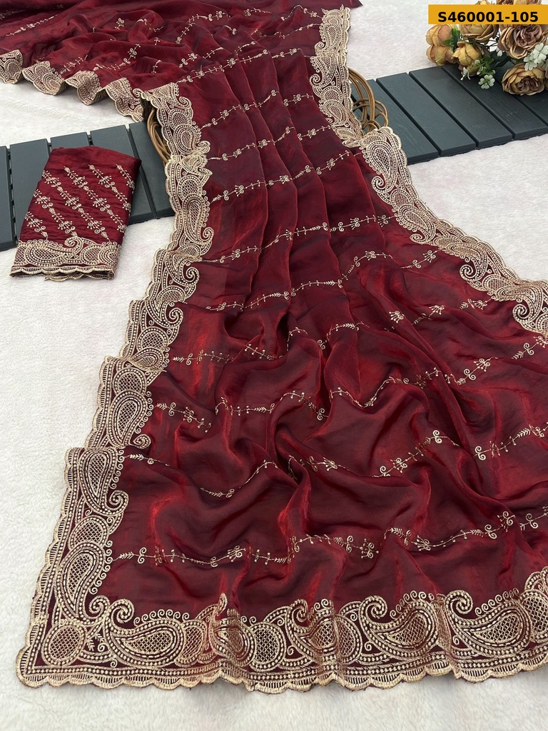 Fancy NC Satin Embroidery Saree