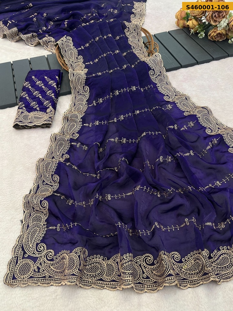Fancy NC Satin Embroidery Saree