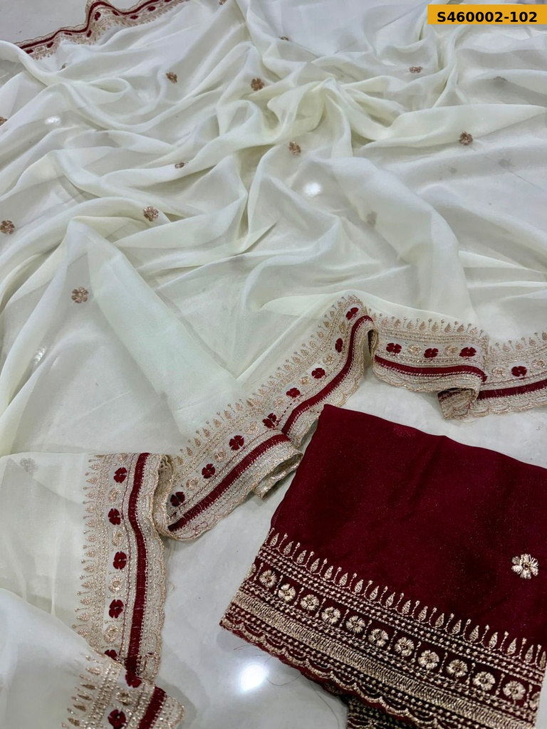 Fancy Star Georgette Multi Embroidery Work Saree
