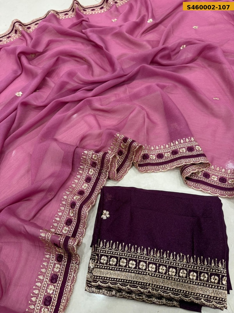 Fancy Star Georgette Multi Embroidery Work Saree