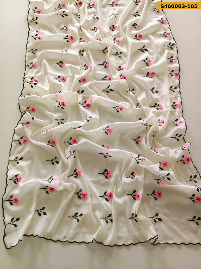 [S460003-105] Fancy Star Georgette Embroidery Saree