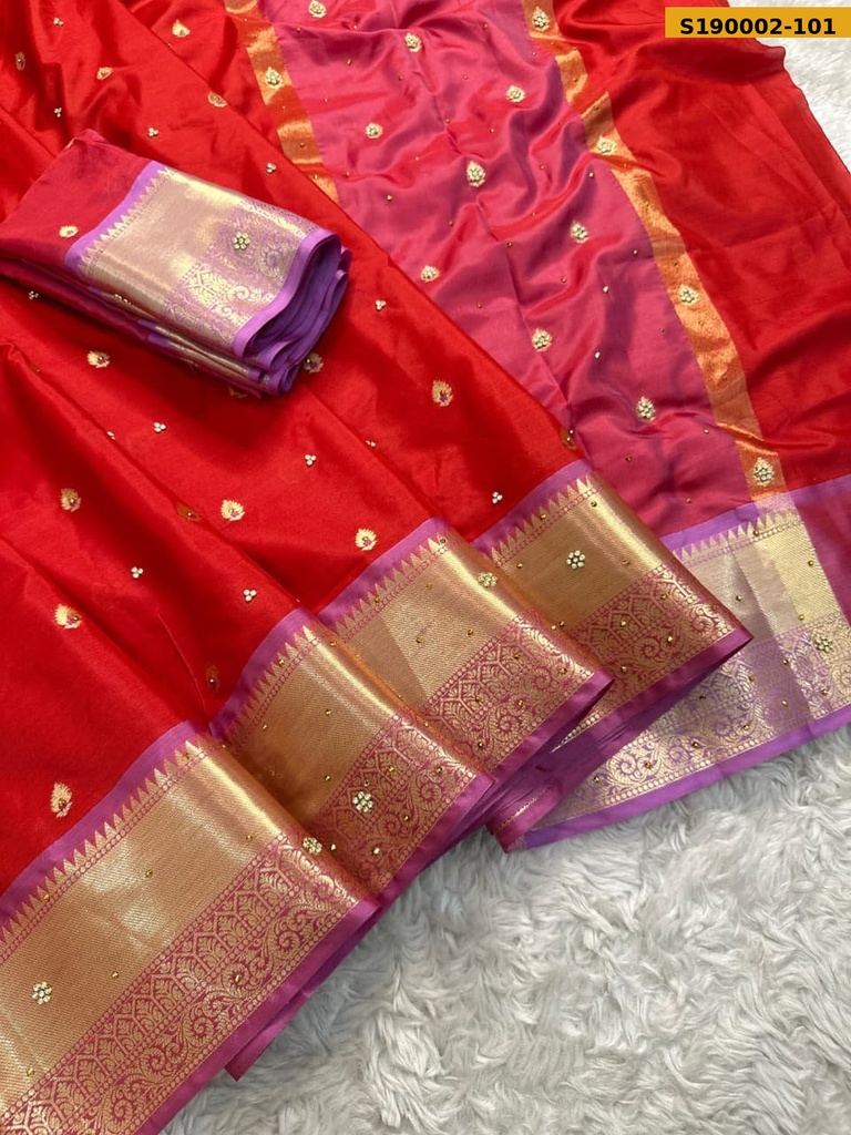 [S190002-101] Fancy Banarasi Soft Katan Silk Saree