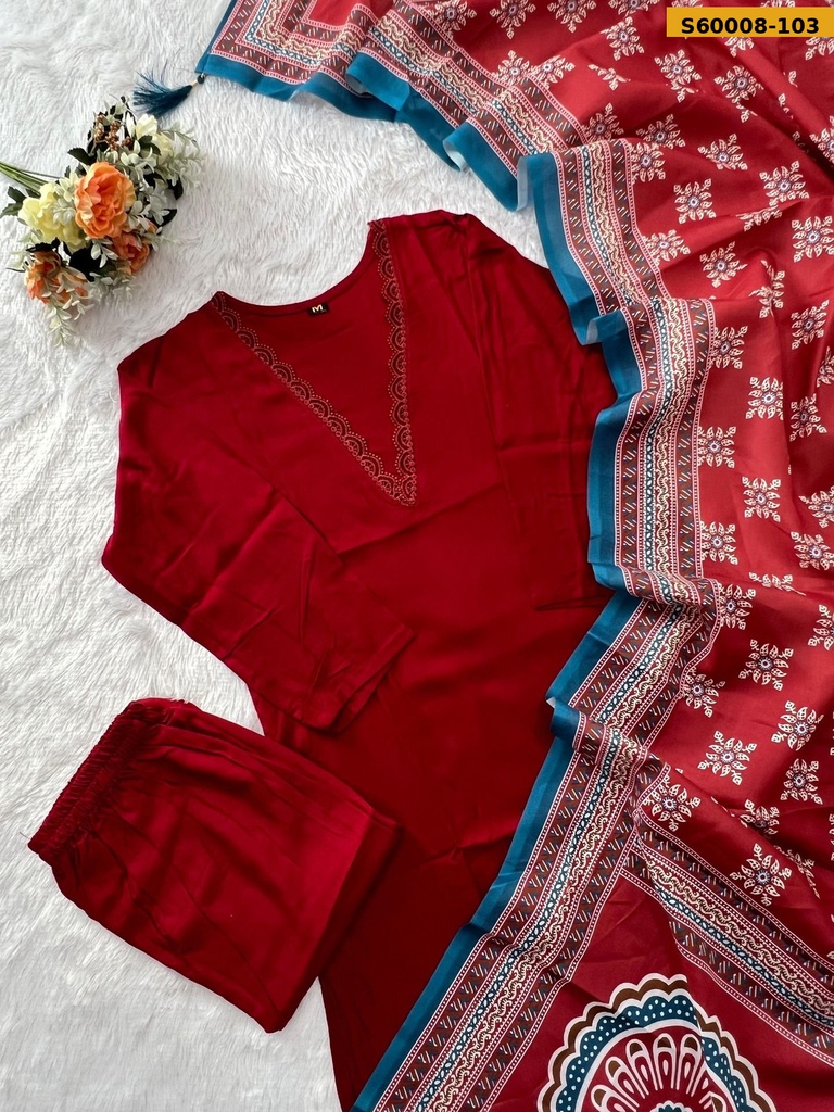 Fancy Rayon Kurti Pant Dupatta Set