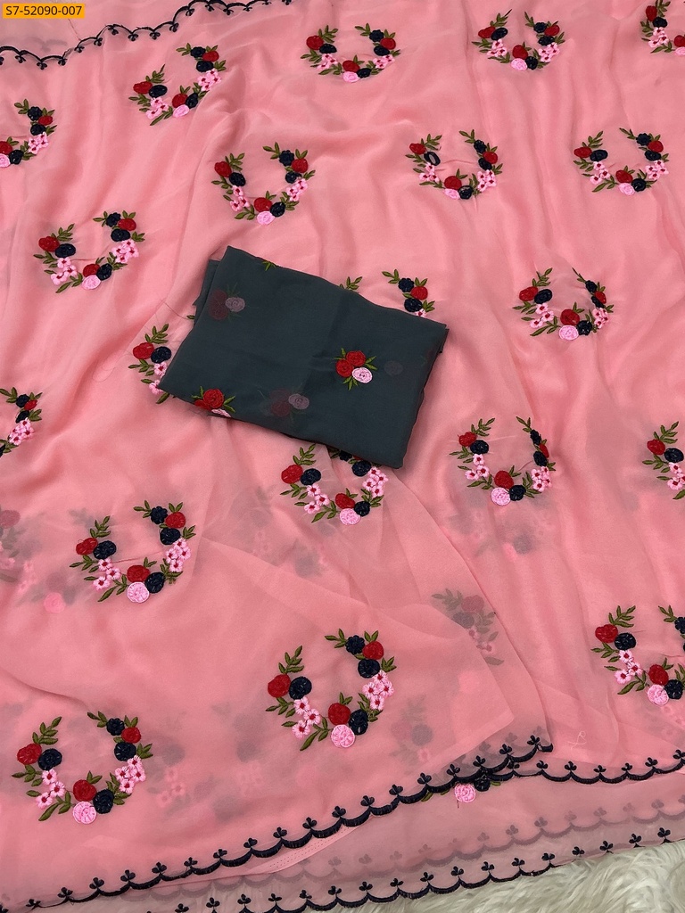 [S7-52090-007] Fancy Georgette saree (S7-52090-007)