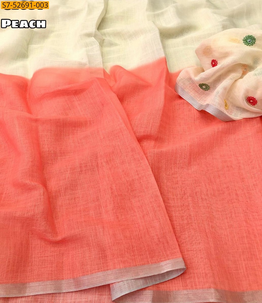 [S7-52691-003] Fancy Soft Linen Digital Printed Saree