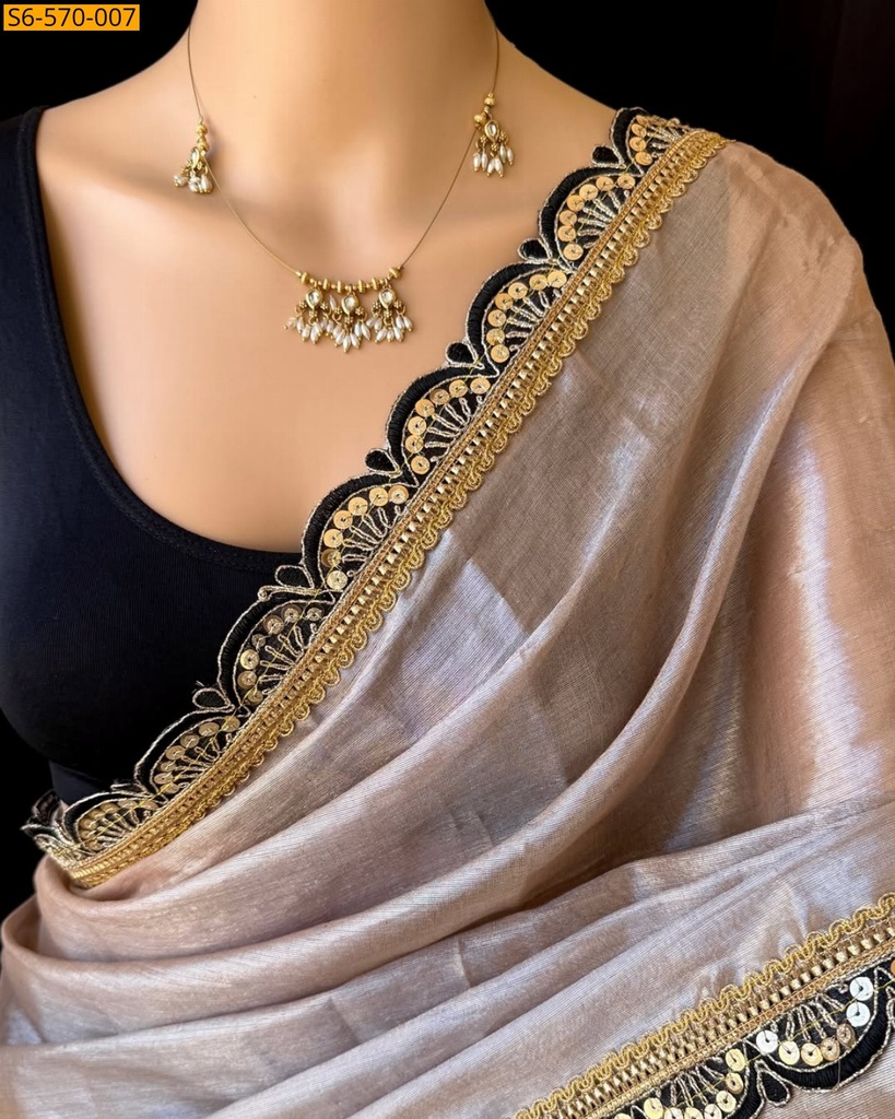 [S6-570-007] Fancy Cotton Tissue silk saree (S6-570-007)