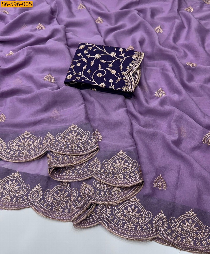 [S6-596-005] Fancy Star Georgette Saree (S6-596-005)