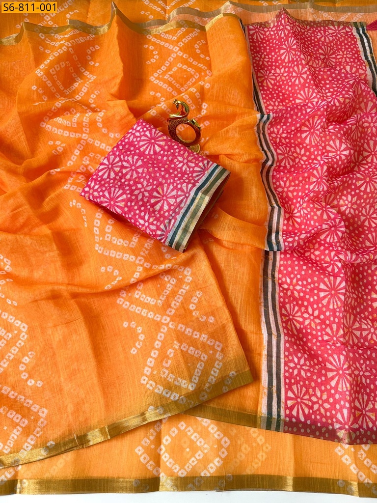 Fancy linen cotton saree