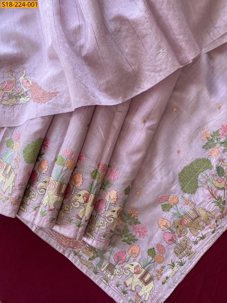 Tussar silk embroidery sarees