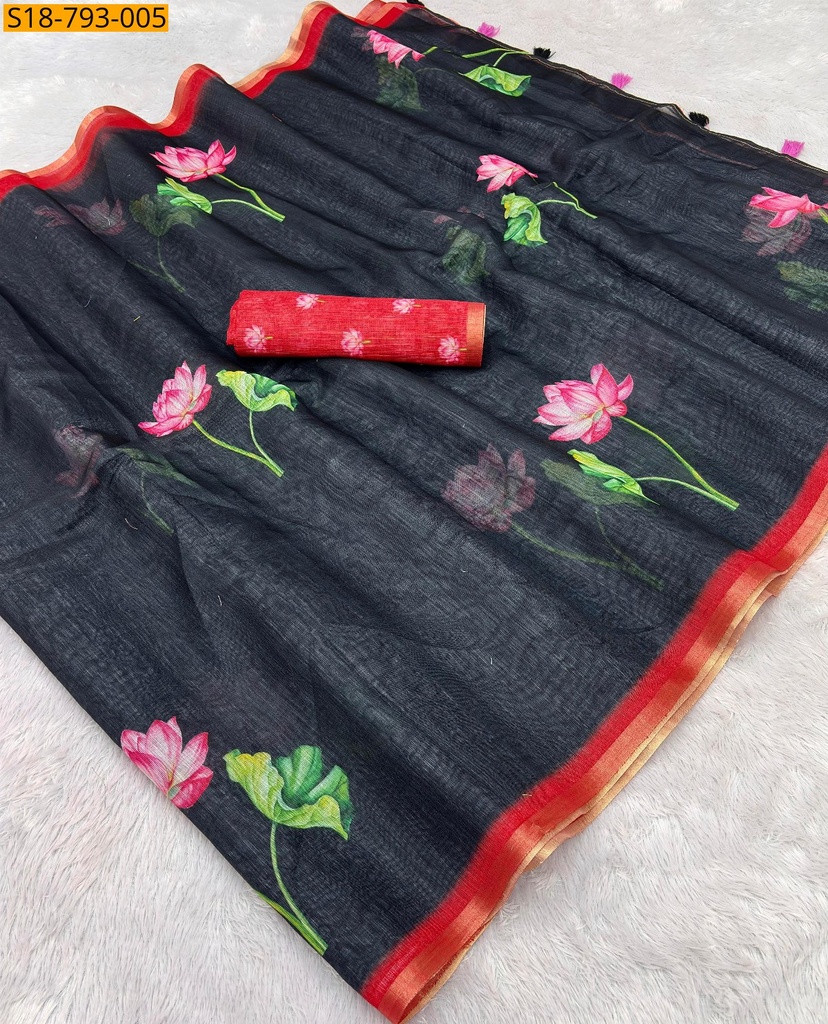 Fancy Soft linen saree
