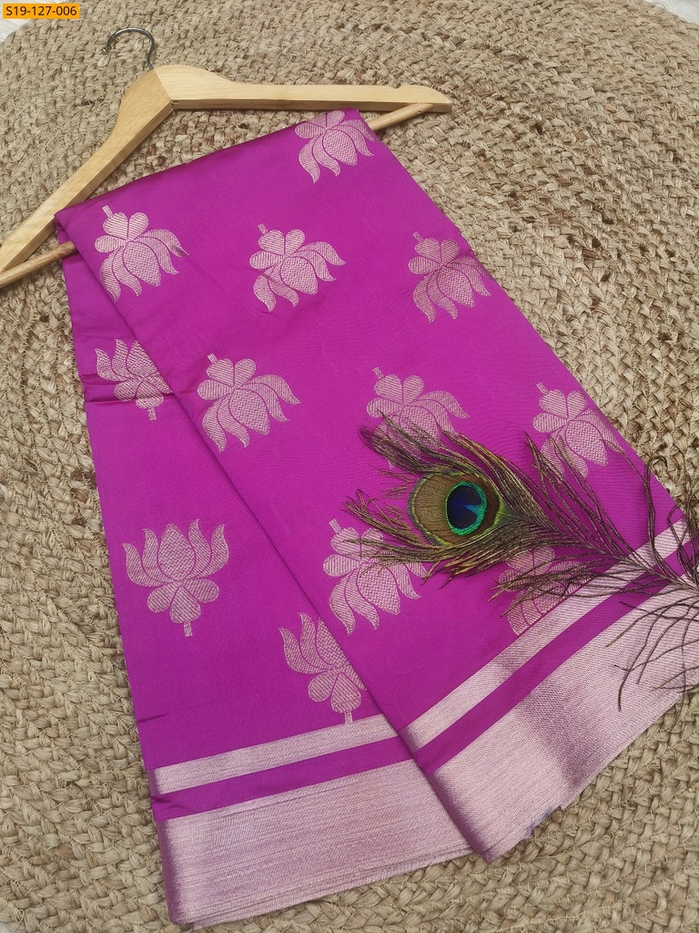 [S19-127-006] Fancy Banarasi Semi Kataan Soft Silk saree (S19-127-006)