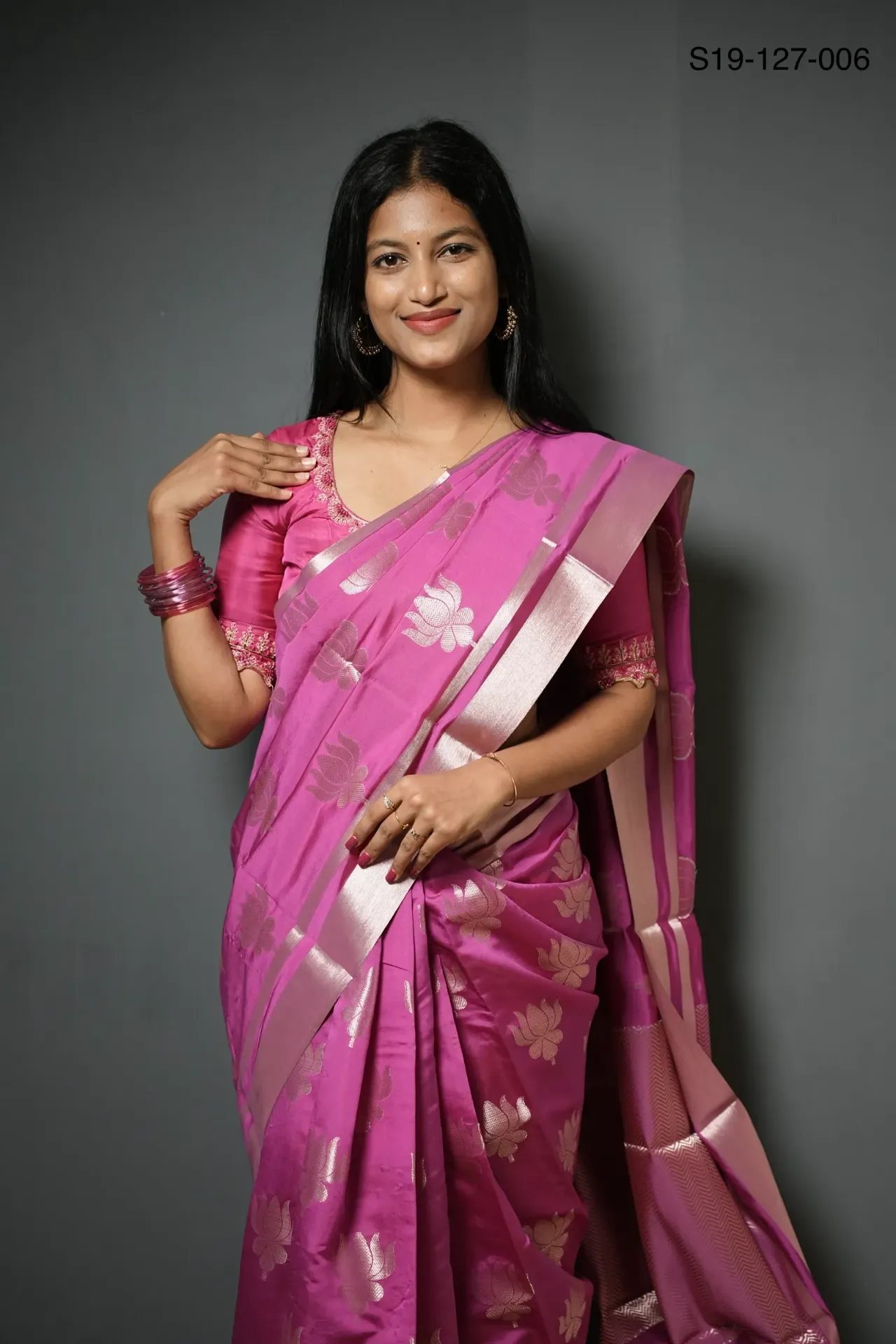 [S19-127-006] Fancy Banarasi Semi Kataan Soft Silk saree (S19-127-006)