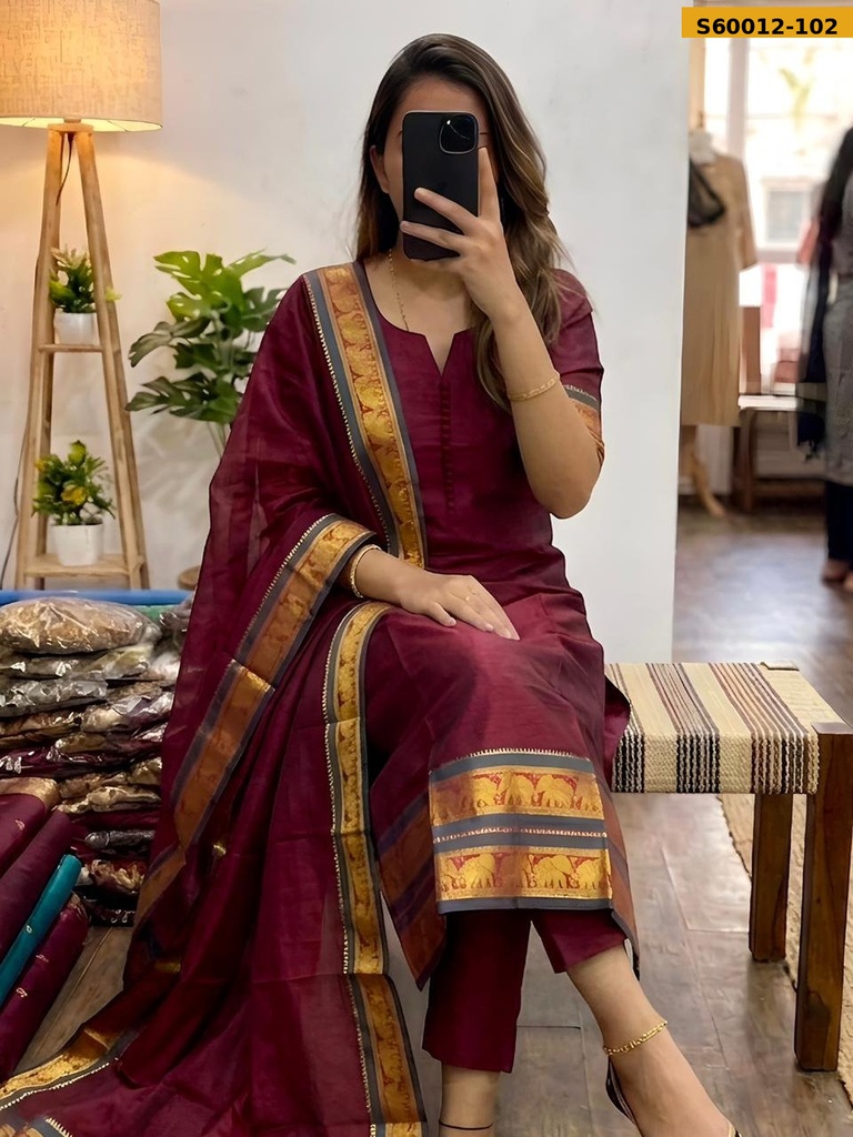 Fancy Kanchi Cotton Top And Dupatta
