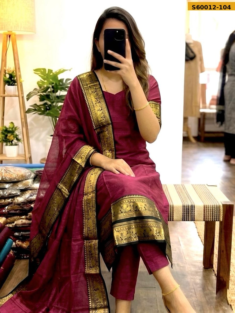 Fancy Kanchi Cotton Top And Dupatta