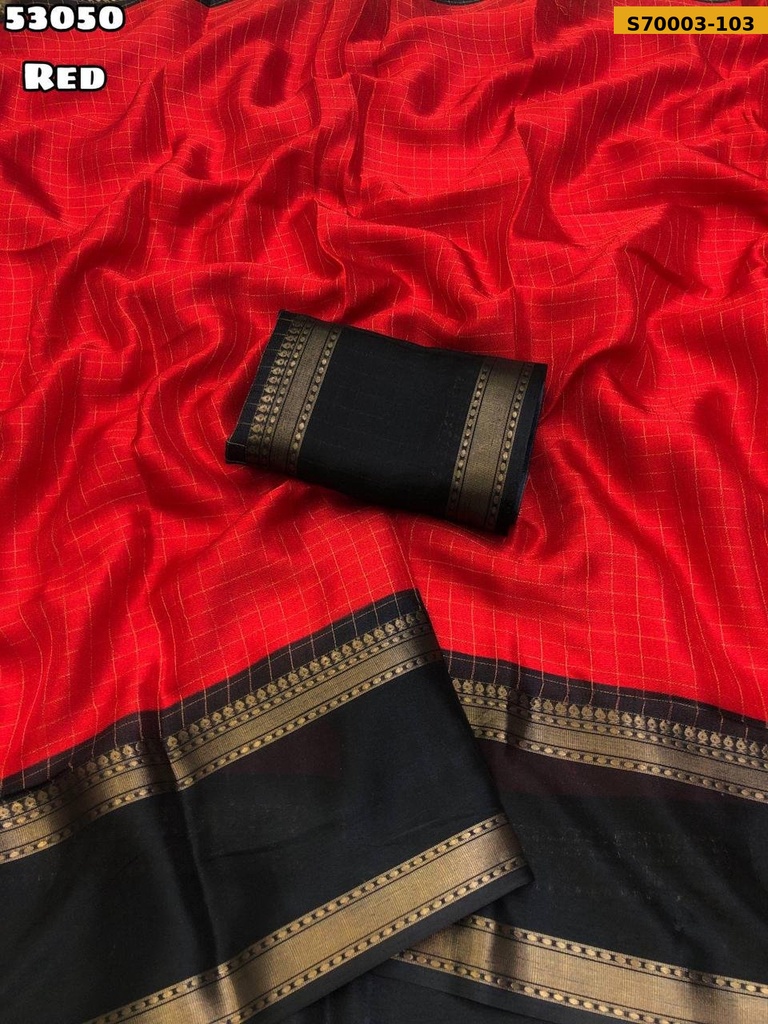 Fancy Moss Chiffon Checks Weaving Saree