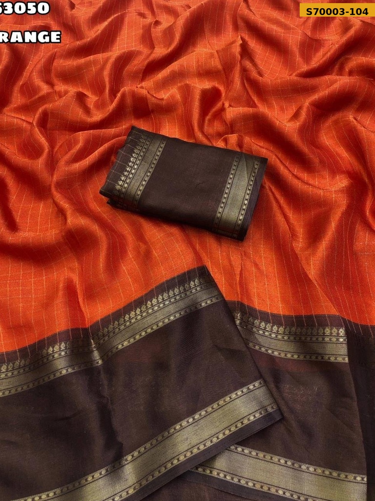 Fancy Moss Chiffon Checks Weaving Saree