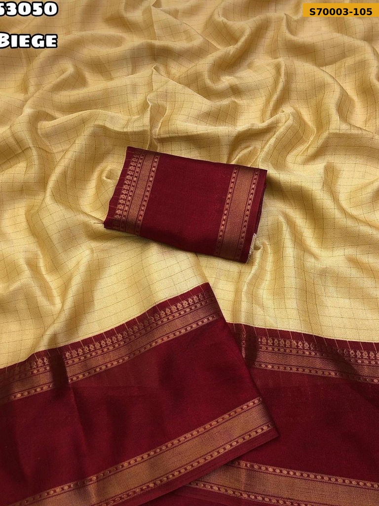 Fancy Moss Chiffon Checks Weaving Saree
