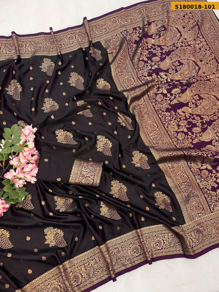 [S180018-101] Fancy Soft Satin Silk Saree (S180018-101)
