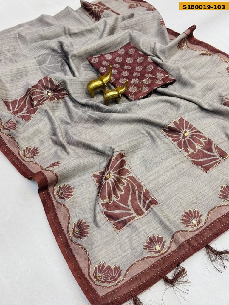 Fancy Malai Cotton Floral Printed Saree