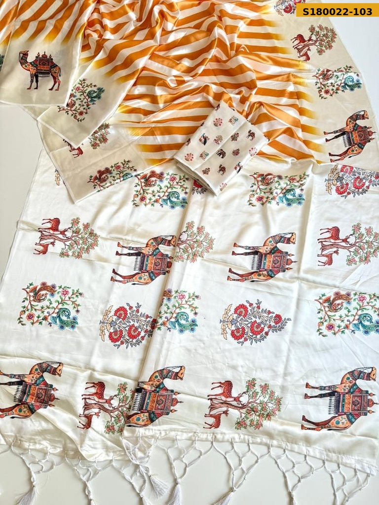 Fancy Satin Silk Digital Printed Saree