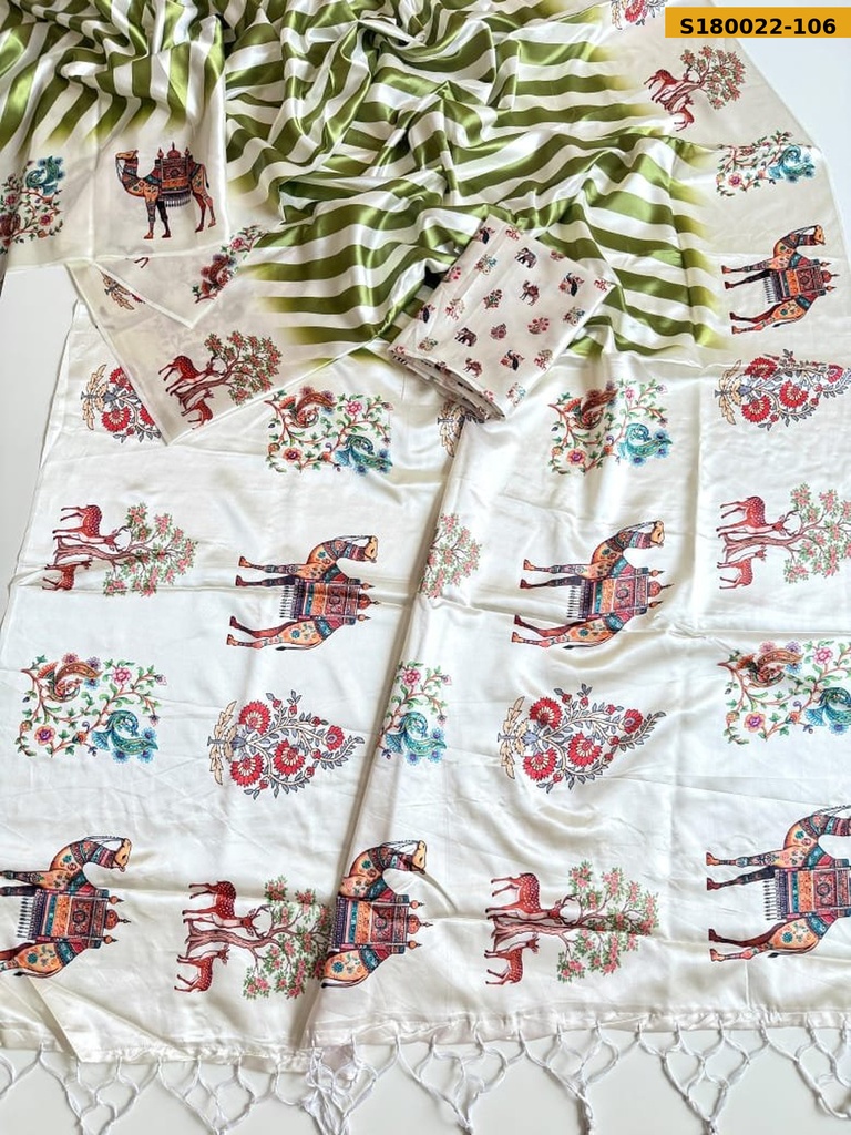 Fancy Satin Silk Digital Printed Saree