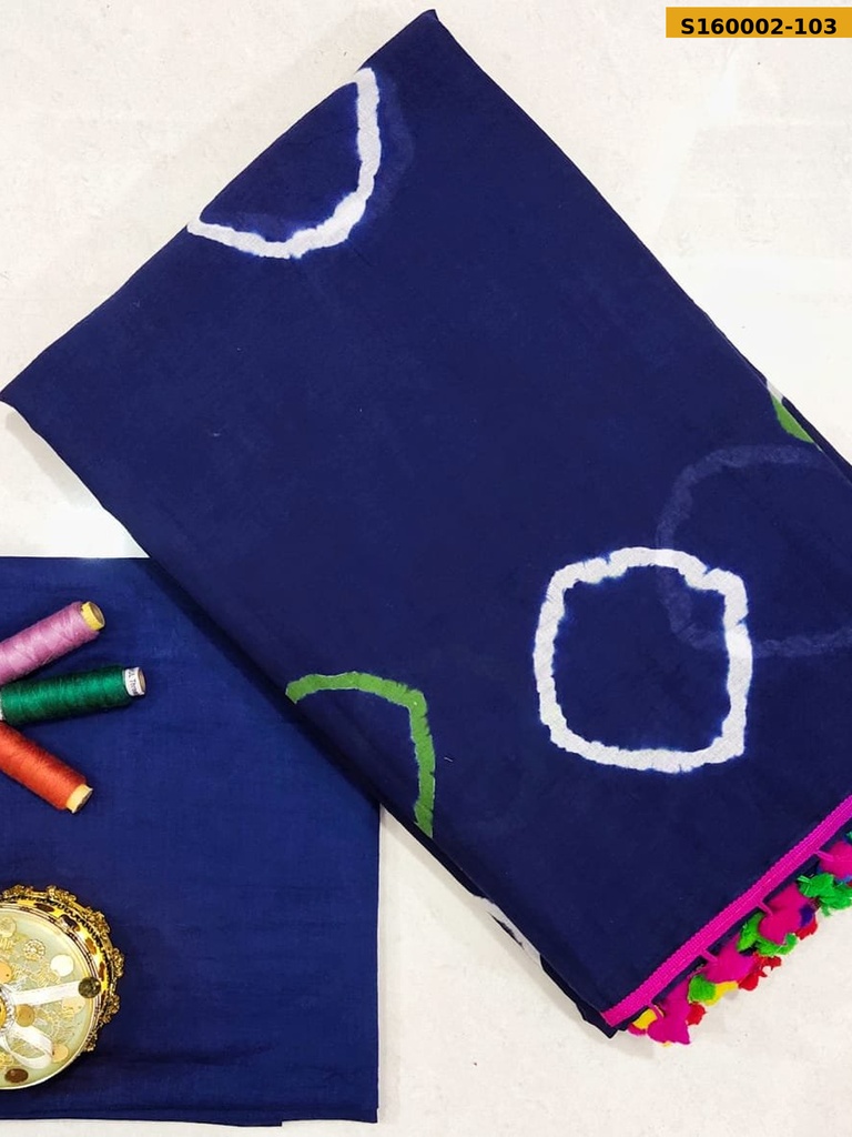 Fancy Mulmul Cotton Sarees with pom pom