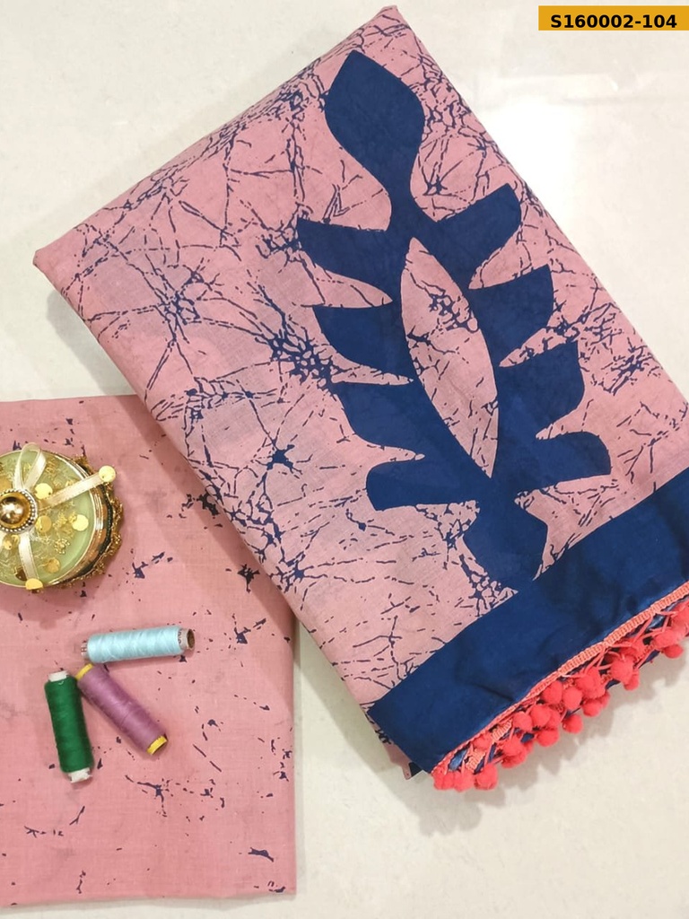 Fancy Mulmul Cotton Sarees with pom pom