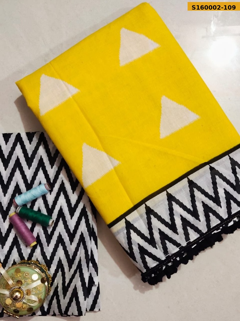 Fancy Mulmul Cotton Sarees with pom pom