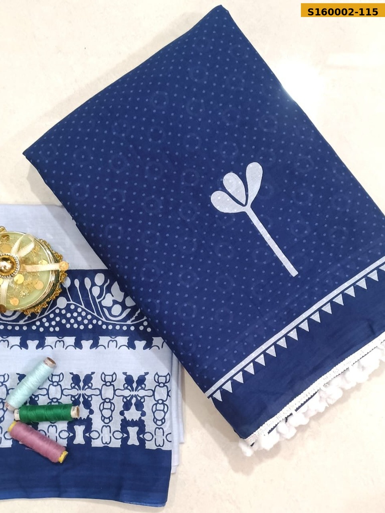 Fancy Mulmul Cotton Sarees with pom pom
