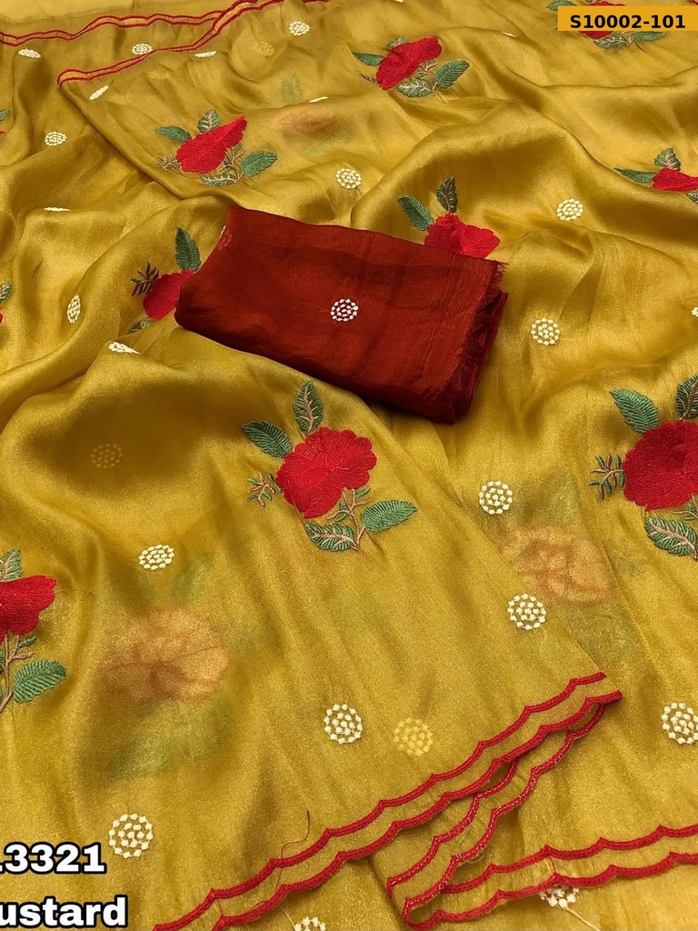 Fancy Tissue Silk Embroidery Sarees